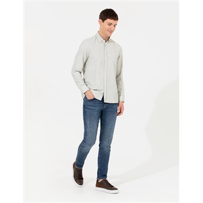 Haki Slim Fit Uzun Kollu Gömlek