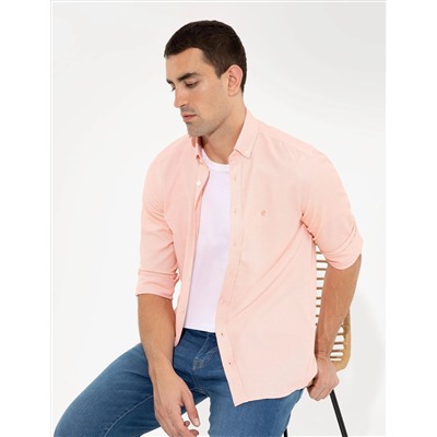 Turuncu Slim Fit Oxford Gömlek