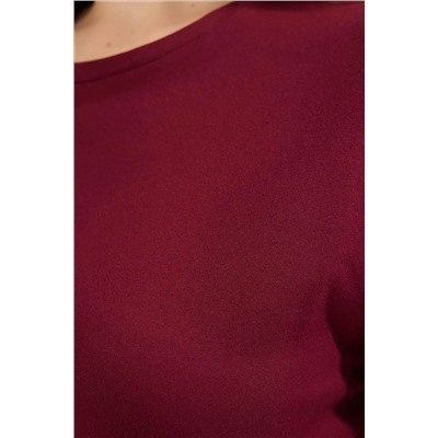 Bordo Regular Fit Basic Bisiklet Yaka %100 Pamuk Örme Büyük Beden T-Shirt TBBSS22TS0733