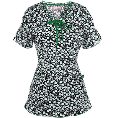 koi Scrubs Petite Rose Print Top