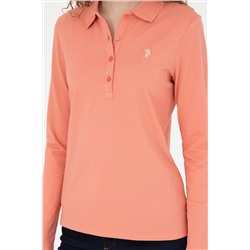 Kadın Somon Basic Polo Yaka Sweatshirt