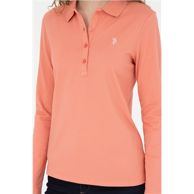Kadın Somon Basic Polo Yaka Sweatshirt