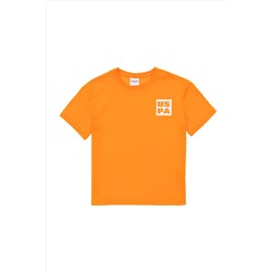 Erkek Çocuk Turuncu Oversize Bisiklet Yaka Tişört