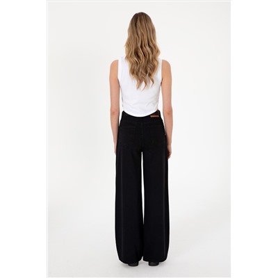 Kadın Siyah Loose Fit Jean Pantolon