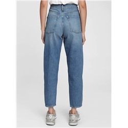 High Rise Barrel Jeans with Washwell
