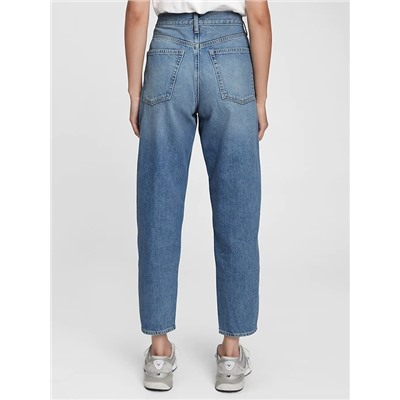 High Rise Barrel Jeans with Washwell