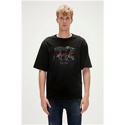Bad Bear Walking Bad Siyah Oversize T-shirt Baskılı Erkek Tişört 23.01.07.016-C01