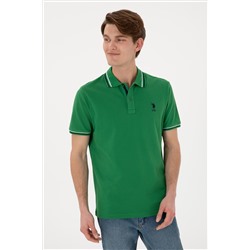 Erkek Regular Fit Polo Yaka Yeşil Basic Tişört