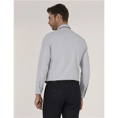 Gri Slim Fit Oxford Gömlek