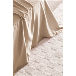 Ciel King Size %100 Pamuk Lastiksiz Saten Çarşaf - Bej