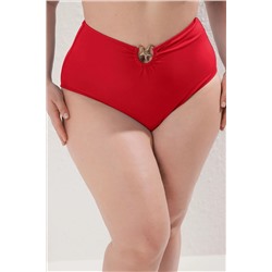 Kırmızı Yüksek Bel Aksesuar Detaylı Büyük Beden Bikini Altı TBBSS25CR00000