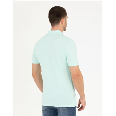 Açık Yeşil Slim Fit Polo Yaka Basic Tişört