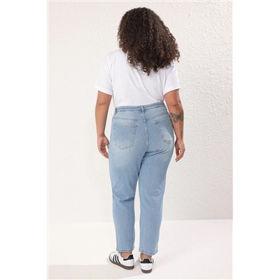 Mavi Yüksek Bel Comfort Mom Fit Büyük Beden Jeans TBBSS25CJ00004