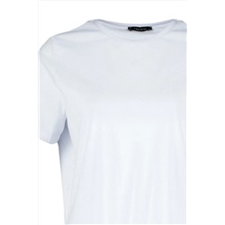 Beyaz Regular Fit Basic Bisiklet Yaka %100 Pamuk Örme Büyük Beden T-Shirt TBBSS22TS0733