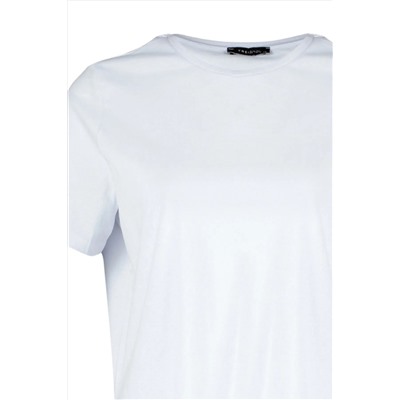 Beyaz Regular Fit Basic Bisiklet Yaka %100 Pamuk Örme Büyük Beden T-Shirt TBBSS22TS0733