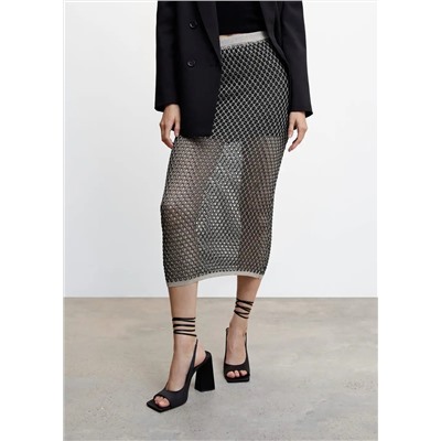 Falda lúrex punto calado -  Mujer | MANGO OUTLET Melilla