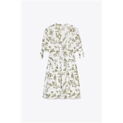 PRINTED MINI DRESS WITH CUTWORK EMBROIDERY