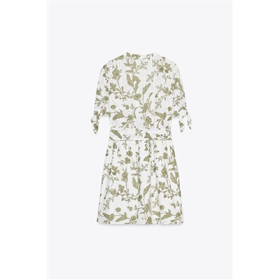 PRINTED MINI DRESS WITH CUTWORK EMBROIDERY