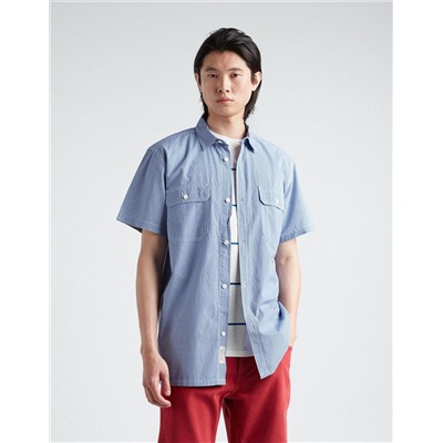 Vichy Short Sleeve Shirt, Men, Blue