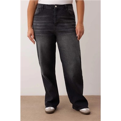Antrasit Yüksek Bel Geniş Paça Büyük Beden Wide Leg Jeans TBBAW23CJ00020