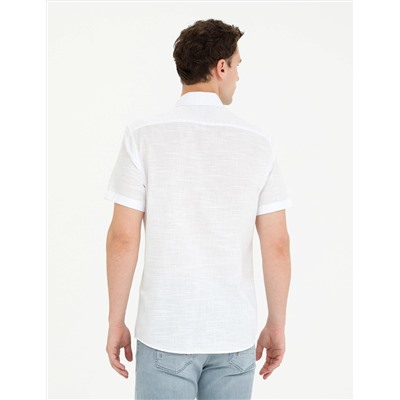 Lacivert Slim Fit Kısa Kollu Gömlek