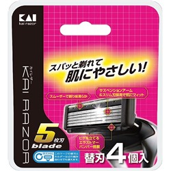 KAI Кассеты сменные к станку для бритья KAI-5 RAZOR с пятью лезвиями 4 шт