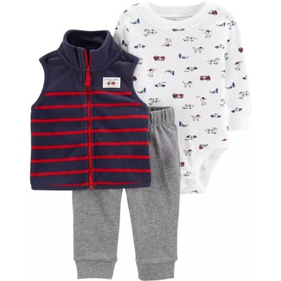 3-Piece Striped Vest Set