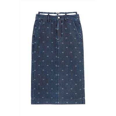 Falda midi de seda Azul noche