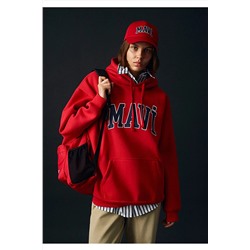 Mavi Logo Baskılı Kırmızı Kapüşonlu Sweatshirt Oversize/geniş Kesim 1600361-82054