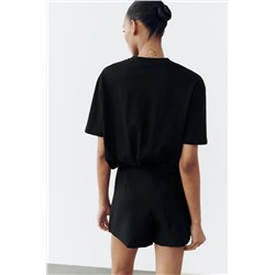 T-SHIRT WITH RHINESTONE SHOULDERS