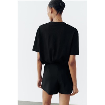 T-SHIRT WITH RHINESTONE SHOULDERS