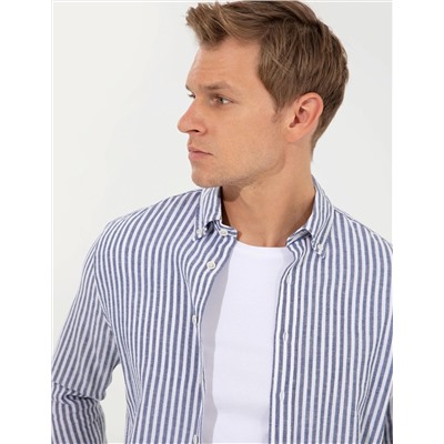 Lacivert Regular Fit Uzun Kollu Gömlek