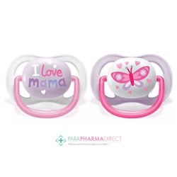 Avent Sucettes Ultra Air Happy 0-6 mois "Love" & Papillon x2
