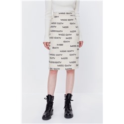 Falda recta de talle alto Beige