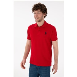 Erkek Slim Fit Polo Yaka Kırmızı Basic Tişört