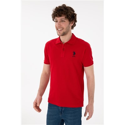 Erkek Slim Fit Polo Yaka Kırmızı Basic Tişört