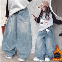 Утепленные джинсы для девочек на флисе