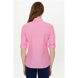 Kadın Pembe Uzun Kollu Basic Gömlek