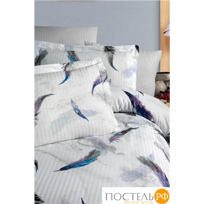 Постельное белье Карвен Stripe Satin с цветным принтом семейное N251-SB011 (7пр.)
