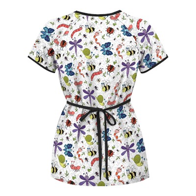 UA A Bug's Life Grey Mock Wrap Scrub Top
