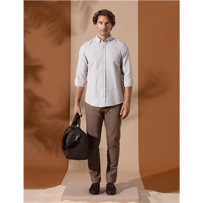 Kahverengi Slim Fit Kanvas Pantolon