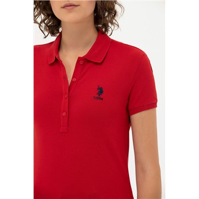 Kadın Kırmızı Basic Polo Yaka Tişört