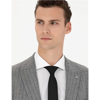 Gri Ekstra Slim Fit Çizgili Takım Elbise