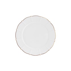 Тарелка закусочная, 21,5 см, фарфор F, белая, с золотистым кантом, Lotus gold, 62863