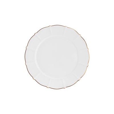 Тарелка закусочная, 21,5 см, фарфор F, белая, с золотистым кантом, Lotus gold, 62863