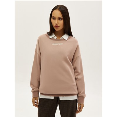 Oversize свитшот POLYMITAM из 100% хлопка с флуоресцентной вышивкой