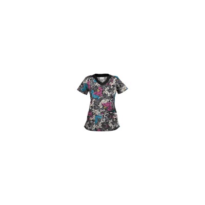 UA Romantic Scroll Black Print Scrub Top