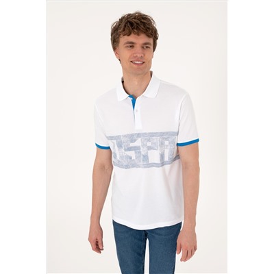 Erkek Regular Fit Polo Yaka Beyaz Tişört