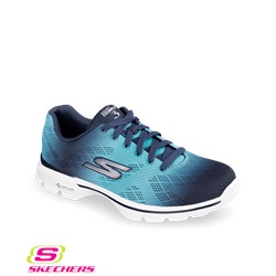 Skechers GOwalk3 Women's Pulse Lace Up Shoe Navy/Aqua