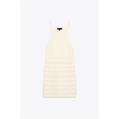 HALTER CROCHET KNIT MINI DRESS